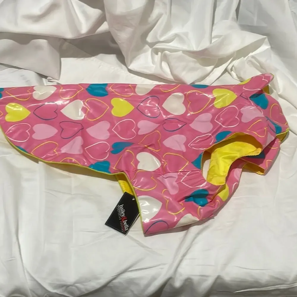 Bailey & Bella L pink hearts gold office raincoat nwt